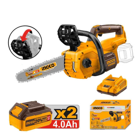 Tronçonneuse électrique sans fil ING-CO - 20V - Longueur coupe 30cm -  Avec Starter Pack 4.0Ah