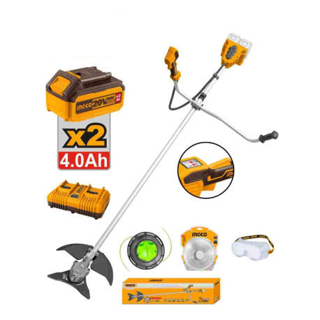 Débroussailleuse électrique sans fil ING-CO - 2x20V - Ø coupe 330/255mm -  6500tr/mn - Avec Starter Pack 4.0Ah