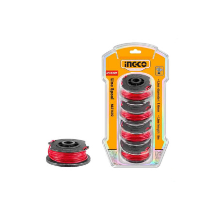 Pack de 4 bobines de fil pour coupe bordure ING-CO - Torsadé - Ø 1.6mm - 4x5m