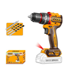 Perceuse-visseuse à percussion sans fil ING-CO - 20V - 55Nm - 1 embout + 3 forets inclus - Sans batterie ni chargeur