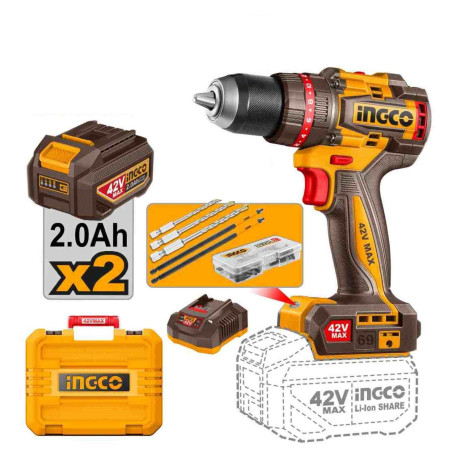 Perceuse-visseuse à percussion sans fil ING-CO - 42V - 69Nm - Avec Starter Pack 2.0Ah