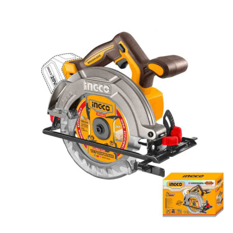 Scie circulaire sans fil ING-CO - 20V - Ø 165mm -  5 200 tr/min - 1 lame fournie - Sans batterie ni chargeur
