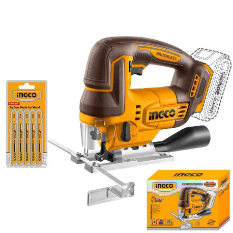 Scie sauteuse sans fil ING-CO - 20V - 3 000 c/min - 5 lames fournies - Sans batterie ni chargeur