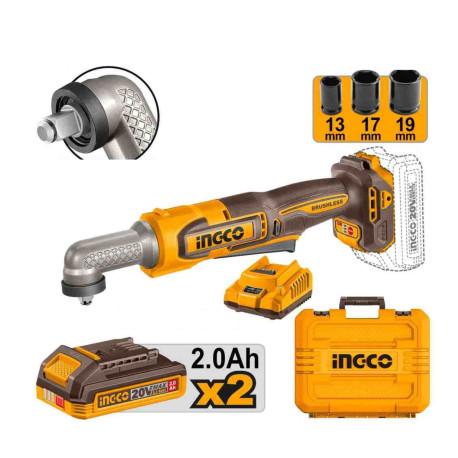 Clé à choc sans fil ING-CO - 20V - 80Nm - 3 douilles fournies - Avec Starter Pack 2.0Ah