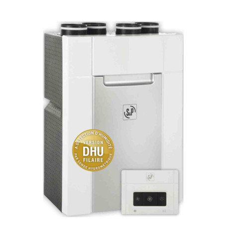 VMC Double Flux DOMEO 210 DHU Unelvent - 18W-Th C - 27dB(A) - 4 sanitaires