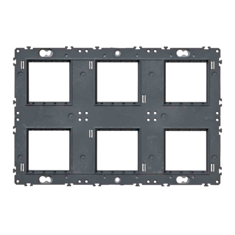 Support de fixation 6 postes Hager Gallery - A vis - 2 x 3 x 2 modules - Anthracite
