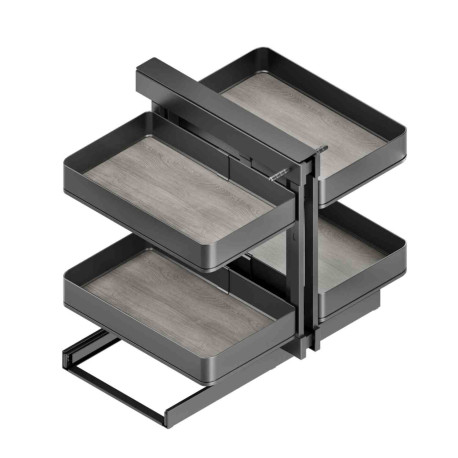 Système d’angle extractible Lake Harmony Emuca - Pour meuble de cuisine - Droite ou Gauche - Fermeture amortie - Anthracite
