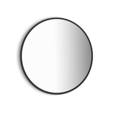 Miroir de salle de bains rond Zeus Emuca - Avec rétroéclairage LED décoratif - Ø80cm - 12W - Alu et verre - Cadre noir