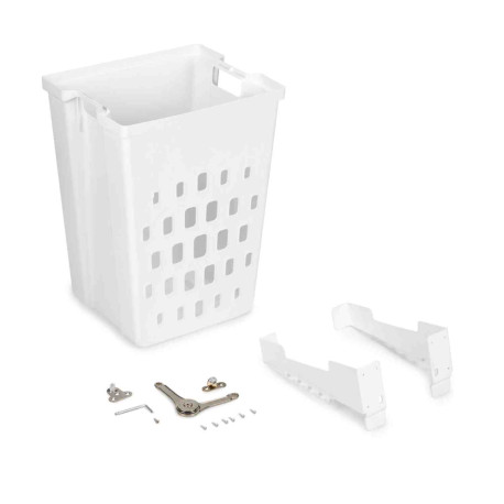 Panier à linge inclinable Laundry Emuca - Avec système de porte basculante - Plastique - Blanc