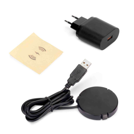 Chargeur induction sans fil Airtop 2 Emuca - Pose encastrée - Ø60mm - 5V DC 2A - Plastique - Noir