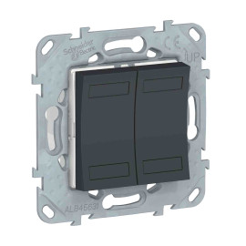 Bouton poussoir Unica KNX - 4 boutons - Led - Avec support - Anthracite