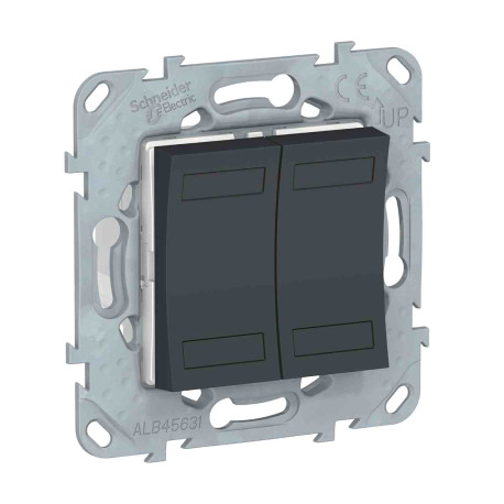 Bouton poussoir Unica KNX - 4 boutons - Led - Avec support - Anthracite