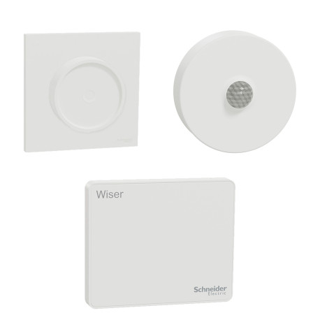 Pack Wiser - Démarrage éclairage - 1 Détecteur de mouvement + 1 Variateur rotatif LED Odace 2025 + Passerelle Wifi