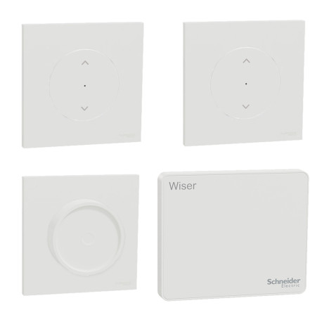 Pack Wiser - Démarrage simulation de présence - 1 Variateur rotatif LED + 2 Commandes volet roulant Odace 2025 + Passerelle Wifi