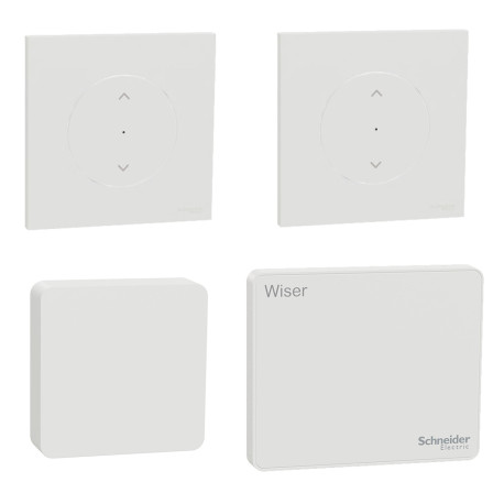 Pack Wiser - Confort d'Été - 1 Détecteur de température et humidité + 2 Commandes volet roulant Odace 2025 + Passerelle Wifi