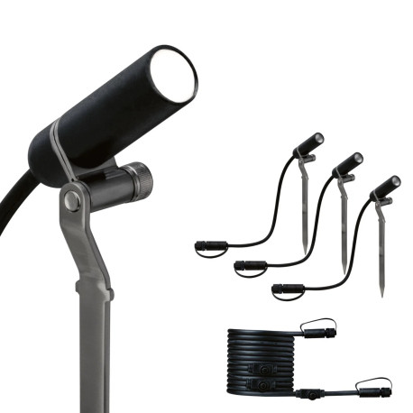 Kit complémentaire Plug&Shine Paulmann - Dimmable - 3000K - 40° - Avec ampoule - 3x2,5W - Anthracite