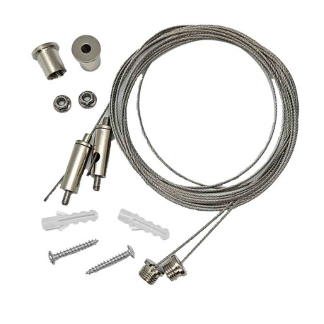 Kit de suspension Be Led - Pour luminaire tubulaire CYLINDER - L. 200cm - Acier - Gris