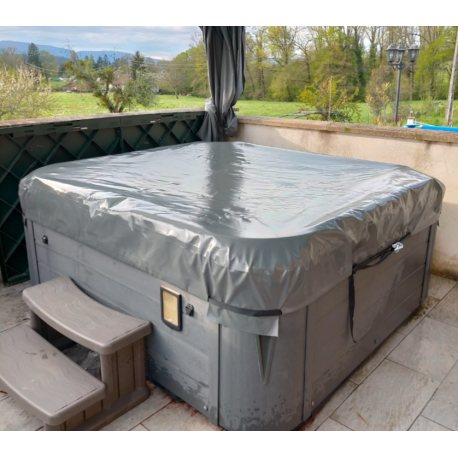 Couverture Cov’In Poolco - Pour spa intérieur ≤ 2,6m x 2,6m - PVC armé - Marron