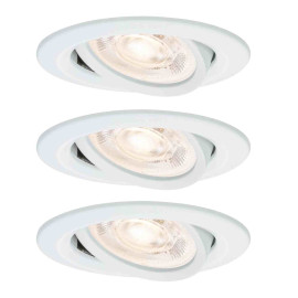 Lot de 3 spots LED encastrés Nova GU10 Flat orientables Paulmann - Ronds - 3x4.9W - 2700K - IP23 - Blancs - Non dimmables