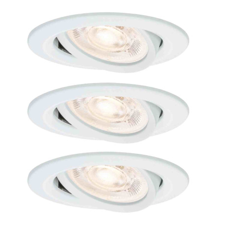 Lot de 3 spots LED encastrés Nova GU10 Flat orientables Paulmann - Ronds - 3x4.9W - 2700K - IP23 - Blancs - Non dimmables