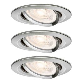 Lot de 3 spots LED encastrés Nova GU10 Flat orientables Paulmann - Ronds - 3x4.9W - 2700K - IP23 - Acier brossé - Non dimmables