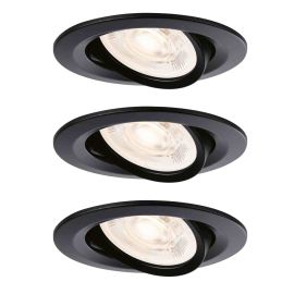 Lot de 3 spots LED encastrés Nova GU10 Flat orientables Paulmann - Ronds - 3x4.9W - 2700K - IP23 - Noir mat - Non dimmables