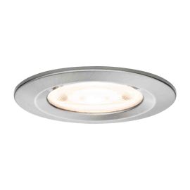 Spot LED encastré Nova GU10 Flat rigide Paulmann - Rond - 4.9W - 2700K - IP44 - Acier brossé - Non dimmable