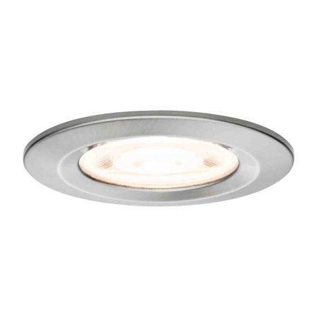 Spot LED encastré Nova GU10 Flat rigide Paulmann - Rond - 4.9W - 2700K - IP44 - Acier brossé - Non dimmable