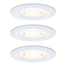 Lot de 3 spots LED encastrés Nova GU10 Flat rigides Paulmann - Ronds - 4.9W - 2700K - IP44 - Blancs - Non dimmables
