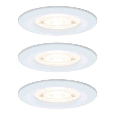 Lot de 3 spots LED encastrés Nova GU10 Flat rigides Paulmann - Ronds - 4.9W - 2700K - IP44 - Blancs - Non dimmables
