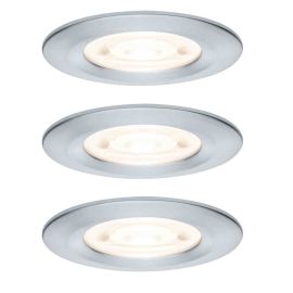 Lot de 3 spots LED encastrés Nova GU10 Flat rigides Paulmann - Ronds - 4.9W - 2700K - IP44 - Alu tourné - Non dimmabl
