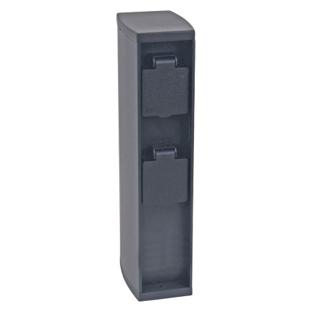 Borne extérieure 2P Aric - 2 prises - 300mm - Anthracite
