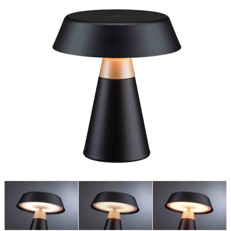 Lampe à poser sans fil Lirox Paulmann - 1.5W - 3CCT - IP44 - Rechargeable - Dimmable - Noir/Champagne