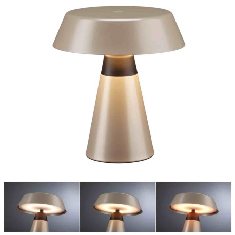 Lampe à poser sans fil Lirox Paulmann - 1.5W - 3CCT - IP44 - Rechargeable - Dimmable - Champagne/ noir