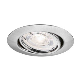 Spot LED encastré Base GU10 Flat orientable Paulmann - Rond - 4W - 2700K - IP20 - Acier brossé - Non dimmable