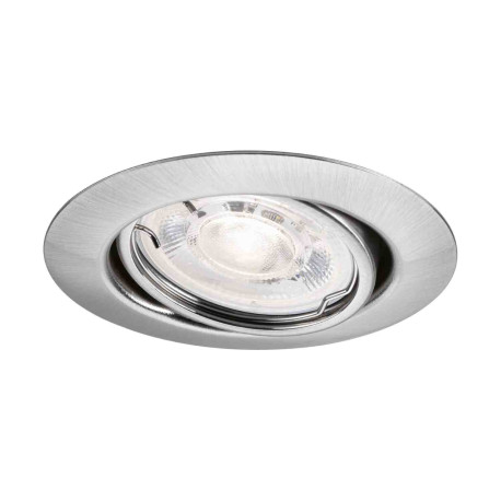 Spot LED encastré Base GU10 Flat orientable Paulmann - Rond - 4W - 2700K - IP20 - Acier brossé - Non dimmable