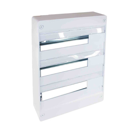 Coffret électrique 54 modules RX-Pro Eur'Ohm - 3 rangées - 18 modules/rangée - En saillie - IP30 - Blanc