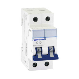 Disjoncteur divisionnaire 10A RX Protect Eur'Ohm - 2P - Courbe C - 6kA - Connexion vis/vis