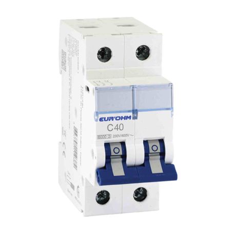 Disjoncteur divisionnaire 40A RX Protect Eur'Ohm - 2P - Courbe C - 6kA - Connexion vis/vis