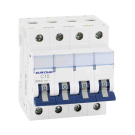 Disjoncteur divisionnaire 10A RX Protect Eur'Ohm - 4P - Courbe C - 6kA - Connexion vis/vis