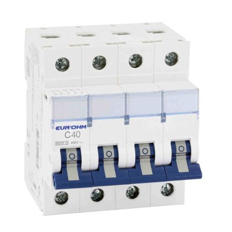 Disjoncteur divisionnaire 40A RX Protect Eur'Ohm - 4P - Courbe C - 6kA - Connexion vis/vis