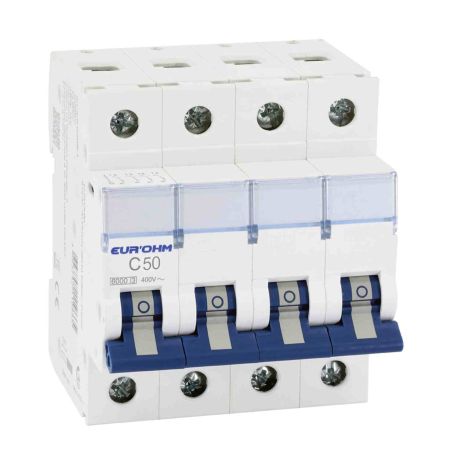 Disjoncteur divisionnaire 50A RX Protect Eur'Ohm - 4P - Courbe C - 6kA - Connexion vis/vis