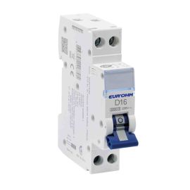 Disjoncteur divisionnaire 16A RX Protect Eur'Ohm - 1P+N - Courbe D - 4.5kA - Connexions vis/vis