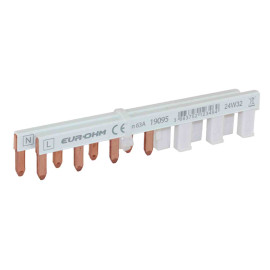 Peigne horizontal 1P+N RX Protect Eur'Ohm - 7 dents - 63A - Avec cache-dents