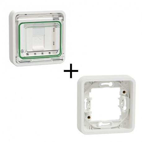 Pack prise RJ45 Mureva Styl Schneider Electric - Prise RJ45 + cadre - Blanc