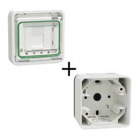 Pack prise RJ45 Mureva Styl Schneider Electric - Prise RJ45 + boîtier - Blanc