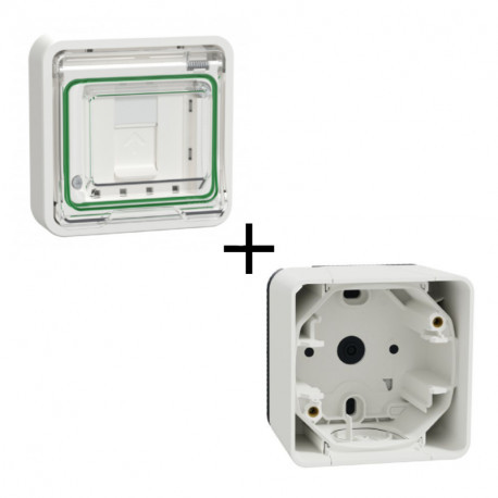 Pack prise RJ45 Mureva Styl Schneider Electric - Prise RJ45 + boîtier - Blanc