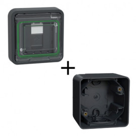 Pack prise RJ45 Mureva Styl Schneider Electric - Prise RJ45 + boîtier - Anthracite