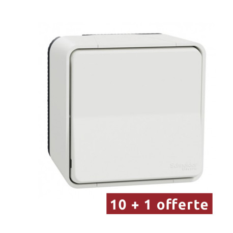 Pack de 11 commandes va-et-vient à connexion auto IP55 IK08 - Saillie - Blanc - Mureva Styl