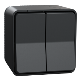 Double va et vient à connexion automatique IP55 IK08 - Saillie - Gris - Mureva Styl
